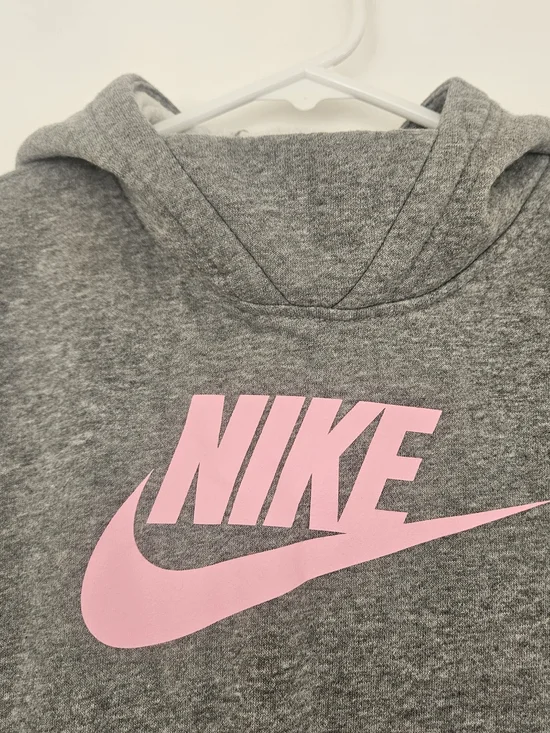 Nike Kids' Gray Hoodie with Pink Logo - Picture 3 of 4